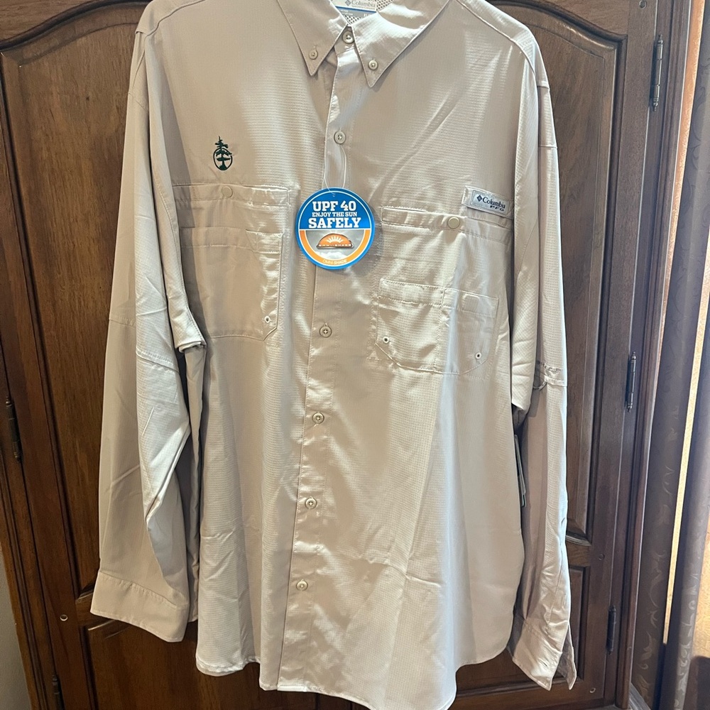 Columbia Light Tan Button-Up Shirt